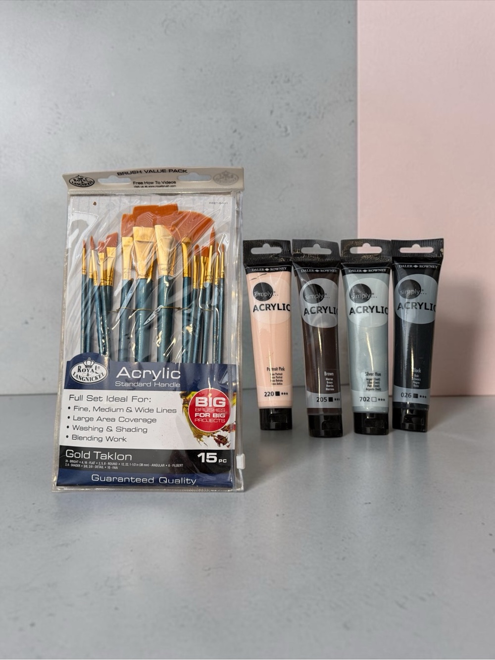 🫶🏻 Acrylic Paint Brush Set with Assorted Acrylic Tubes